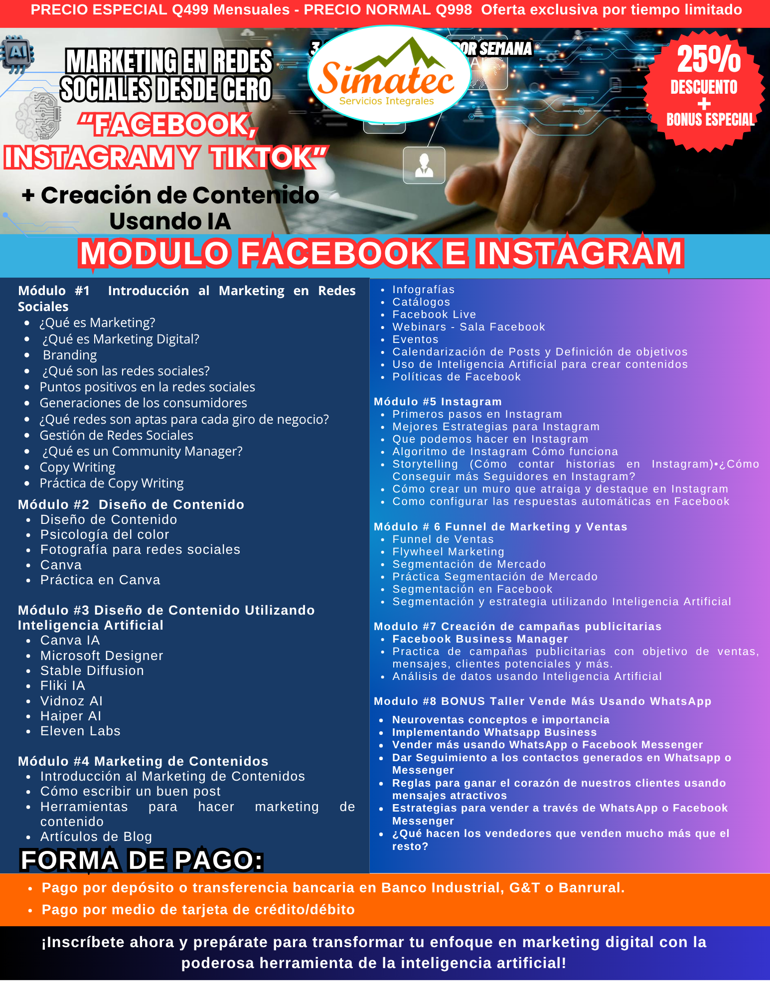 Diplomado Marketing en Redes Sociales Desde Cero: “Facebook, Instagram y TikTok” + Creación de Contenido Usando IA - Imagen 3